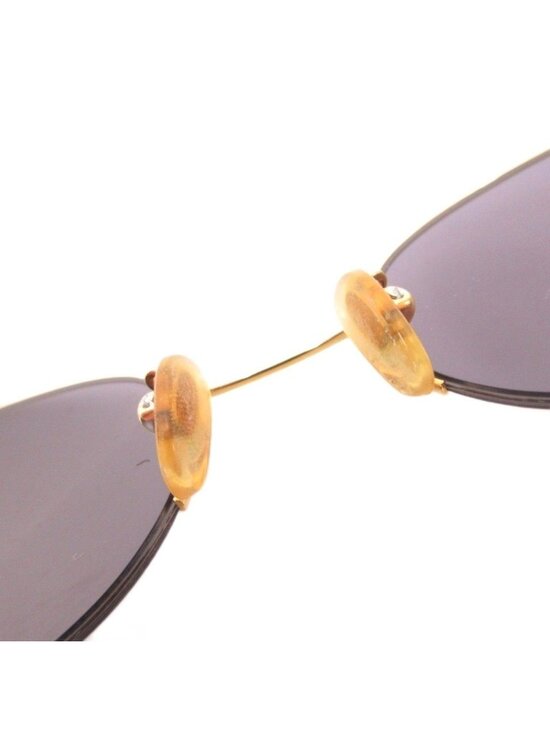 Gucci Oval Sunglasses Half Rim Tortoiseshell Log 50 Stamps 21 Gold Color Blue main image 4
